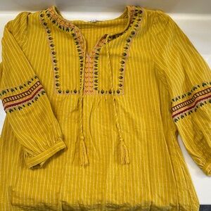 Joy Joy Yellow Embroidered Top